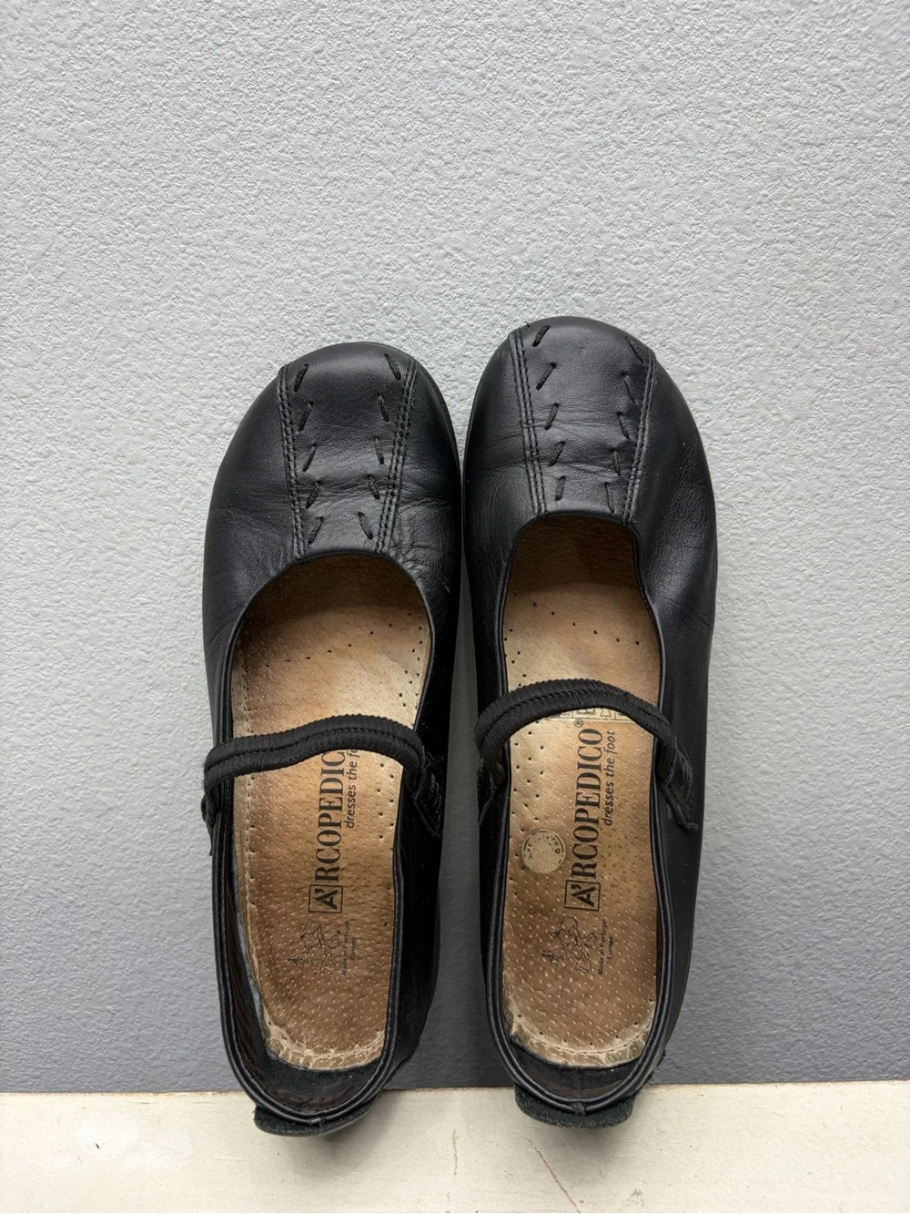 Arcopedico Shawna Black Leather Mary Jane Shoes Size 39